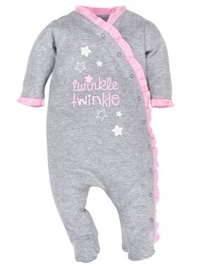 Gerber Grey and Pink Twinkle Footed One-Piece